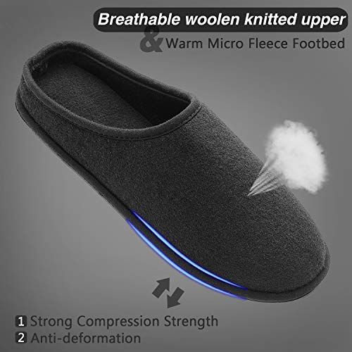 GLORYA Zapatillas de fieltro para hombre, antideslizantes, suela de goma gruesa, ligeras, cálidas, tallas 41-46, 5 colores, color Negro, talla 43/44 EU
