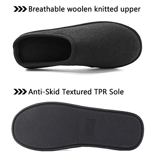 GLORYA Zapatillas de fieltro para hombre, antideslizantes, suela de goma gruesa, ligeras, cálidas, tallas 41-46, 5 colores, color Negro, talla 43/44 EU
