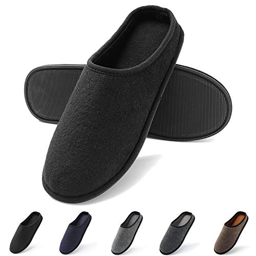 GLORYA Zapatillas de fieltro para hombre, antideslizantes, suela de goma gruesa, ligeras, cálidas, tallas 41-46, 5 colores, color Negro, talla 43/44 EU