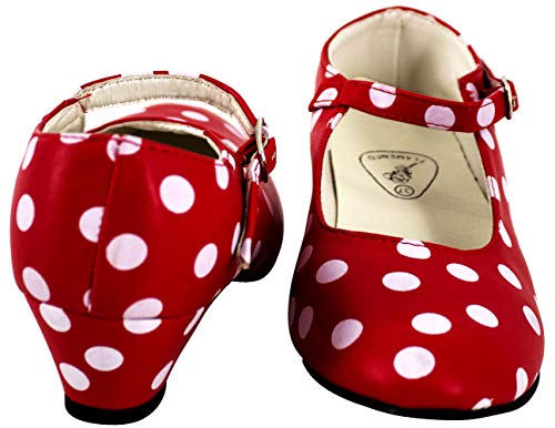 Gojoy shop- Zapato con Tacón de Danza Baile Flamenco o Sevillanas para Niña y Mujer, 5 Colores Disponibles (Lunares Blanco, 29)