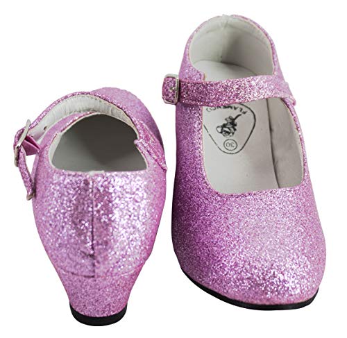 Gojoy shop- Zapato con Tacón de Danza Baile Flamenco o Sevillanas para Niña y Mujer, 5 Colores Disponibles (P- Rosa Clara, 25)