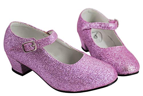 Gojoy shop- Zapato con Tacón de Danza Baile Flamenco o Sevillanas para Niña y Mujer, 5 Colores Disponibles (P- Rosa Clara, 25)