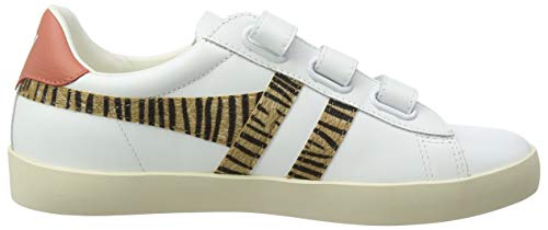 Gola Nova Velcro Safari, Zapatillas Mujer, Tigre Blanco Caliente Coral, 40 EU