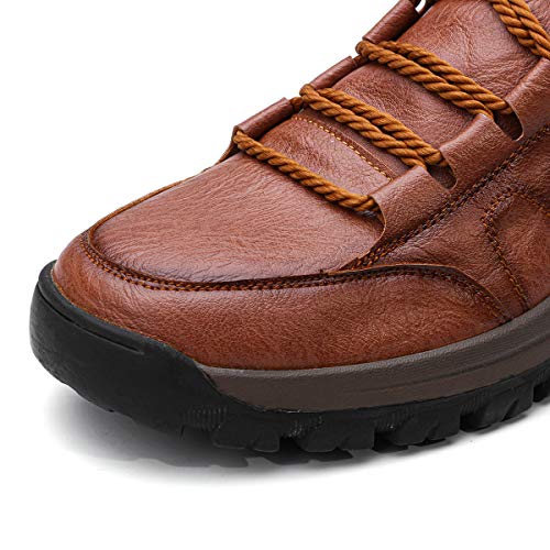 gracosy Botas de Nieve Hombre Invierno Botas Chukka Zapatilla de Trekking PU Cuero Chelsea Casual Lana Calentitas Espesar Zapatos de Padre Antideslizante Forradas por Dentro