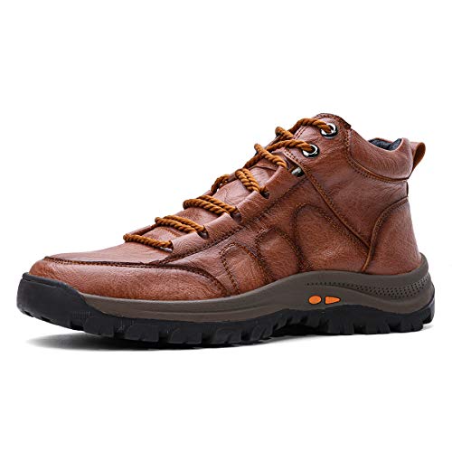 gracosy Botas de Nieve Hombre Invierno Botas Chukka Zapatilla de Trekking PU Cuero Chelsea Casual Lana Calentitas Espesar Zapatos de Padre Antideslizante Forradas por Dentro