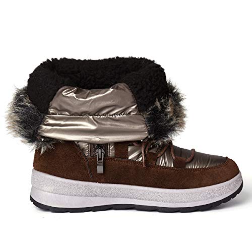 gracosy Botas Nieve Mujer Forro de Piel Invierno Antideslizante Plataforma Zapatos Calentar Cremallera Botines Cordones Impermeable Casuales Media Lluvia Botas Negro