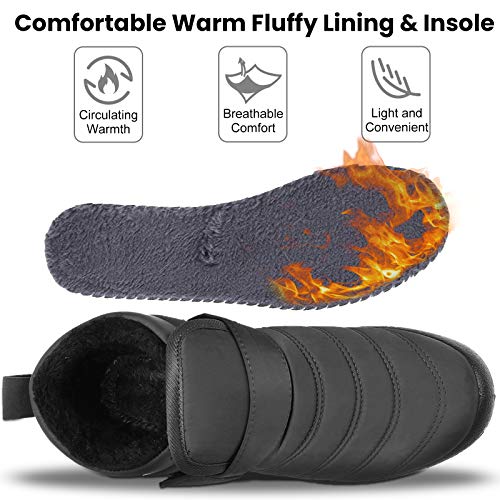 gracosy Botas Nieve Mujer Zapatos de Invierno Fur Forro Calentitas Botines Antideslizante Peso Ligero Plano Corto Botas Velcro Cómodo Casual Caminan