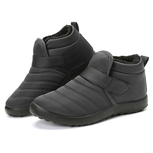 gracosy Botas Nieve Mujer Zapatos de Invierno Fur Forro Calentitas Botines Antideslizante Peso Ligero Plano Corto Botas Velcro Cómodo Casual Caminan