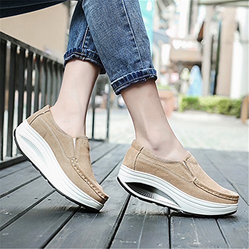 Gracosy Mocasines Slip On con Plataforma para Mujer Mocasines con Suela Comfort Mocasines Rocker con Formas Suaves Zapatillas Altas con cuña bajo Anchas