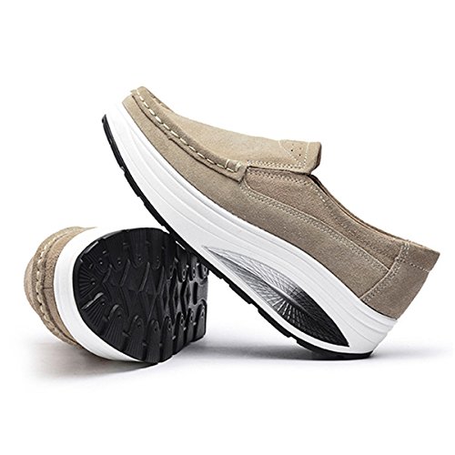 Gracosy Mocasines Slip On con Plataforma para Mujer Mocasines con Suela Comfort Mocasines Rocker con Formas Suaves Zapatillas Altas con cuña bajo Anchas
