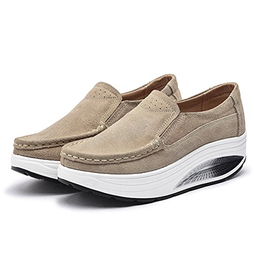 Gracosy Mocasines Slip On con Plataforma para Mujer Mocasines con Suela Comfort Mocasines Rocker con Formas Suaves Zapatillas Altas con cuña bajo Anchas