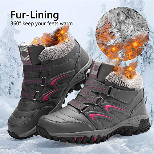 gracosy Mujer Botas de Nieve Senderismo Zapatos Antideslizantes PU Trekking Zapatos Invierno Piel de Forro Sneakers Transpirables 2020