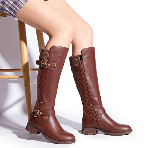 gracosy Rodilla Alta Botas Mujer Tacón Bajo Zapato Señoras Nieve Botas Mujer Botas de Cuero Piel Forrado Invierno Cálidas Antideslizante Hermoso Cremallera Casuales