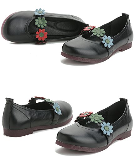 gracosy Zapatos Planos Bajos Flores Merceditas para Mujer, Sandalias Planas de tacón bajo con Comodidad en el Exterior Zapatos primaverales de Verano para Zapatos Bajos de mocasín Planas para Mujer
