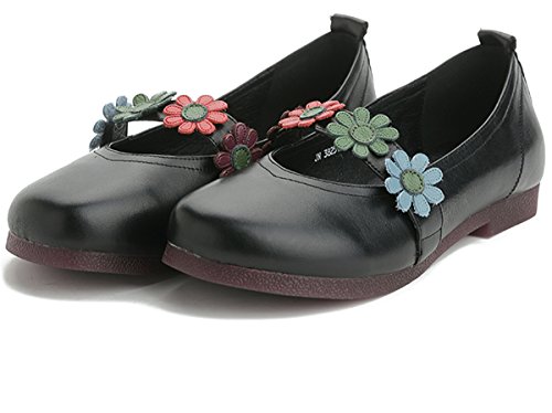 gracosy Zapatos Planos Bajos Flores Merceditas para Mujer, Sandalias Planas de tacón bajo con Comodidad en el Exterior Zapatos primaverales de Verano para Zapatos Bajos de mocasín Planas para Mujer