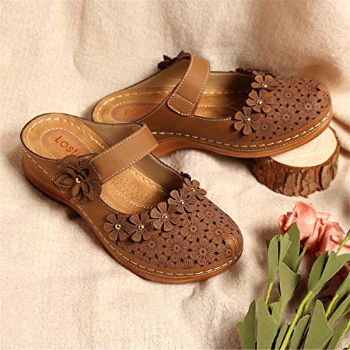 gracosy Zuecos para Mujer Verano Loafer Zapatillas de Playa Planos Zapatos Antideslizantes Sandalias Mary Jane Zapatilla Sin Tirantes 