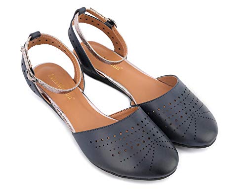 Greatonu Sandalias de Cuña Baja Azul de Primavera y Verano Moda Cómoda de Playa para Mujer Tamaña 39 EU