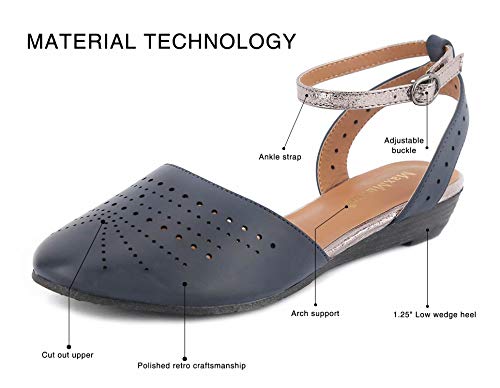 Greatonu Sandalias de Cuña Baja Azul de Primavera y Verano Moda Cómoda de Playa para Mujer Tamaña 39 EU