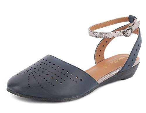 Greatonu Sandalias de Cuña Baja Azul de Primavera y Verano Moda Cómoda de Playa para Mujer Tamaña 39 EU