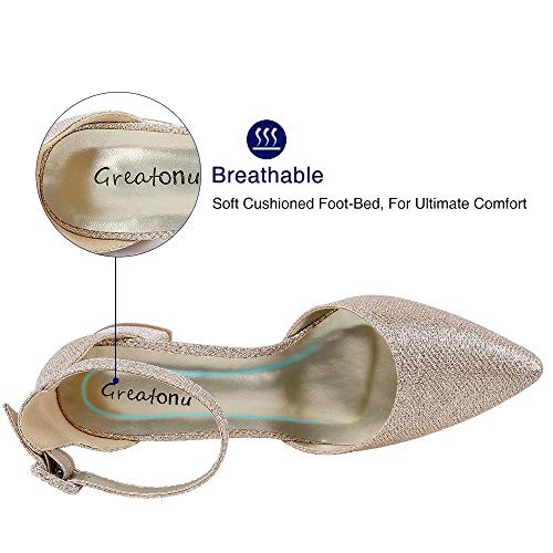 Greatonu - Tira de Tobillo de Ante Mujer, Color Dorado, Talla 41 Eu