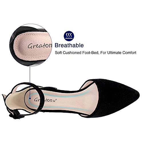 Greatonu Zapatos de Tacón Ancho Básico Popular Negro de Cita y Fiesta para Mujer Tamaño 39 EU