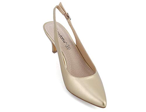 Greatonu Zapatos de Tacón Dorados de Modas Cómodos de Citas y Fiestas para Mujer Tamaño 39 EU