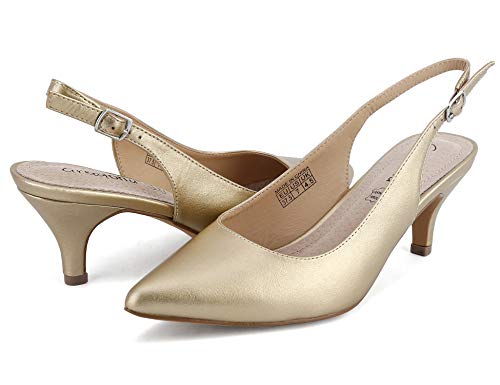 Greatonu Zapatos de Tacón Dorados de Modas Cómodos de Citas y Fiestas para Mujer Tamaño 39 EU