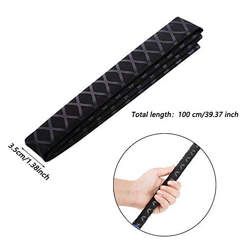 Guanici Tubo termorretráctil caliente para caña de pescar Cinta autoadhesiva para tenis Cinta de agarre antideslizante para mancuernas, raquetas de tenis y caña de pescar (negro,3,5 x 100 cm)