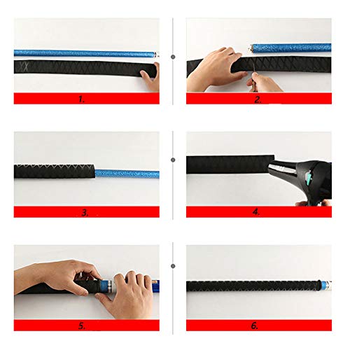 Guanici Tubo termorretráctil caliente para caña de pescar Cinta autoadhesiva para tenis Cinta de agarre antideslizante para mancuernas, raquetas de tenis y caña de pescar (negro,3,5 x 100 cm)