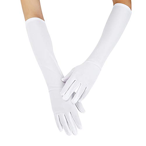 Guantes de Fiesta Sexis para Mujer de 22 'de Largo, Negro, Blanco, Satinado, Guantes para Dedos, Ropa, Zapatos y Accesorios, Guantes
