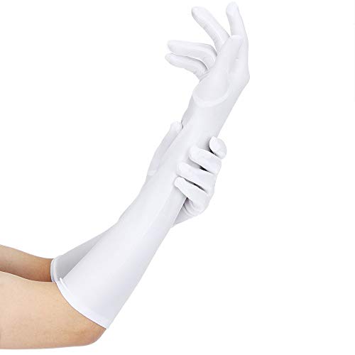 Guantes de Fiesta Sexis para Mujer de 22 'de Largo, Negro, Blanco, Satinado, Guantes para Dedos, Ropa, Zapatos y Accesorios, Guantes