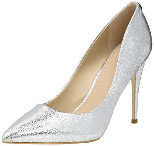 Guess Okley3/Decollete (Pump)/Leathe, Zapatos de tacón con Punta Cerrada Mujer, Plateado, 40 EU