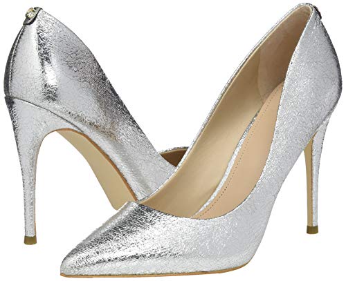 Guess Okley3/Decollete (Pump)/Leathe, Zapatos de tacón con Punta Cerrada Mujer, Plateado, 40 EU
