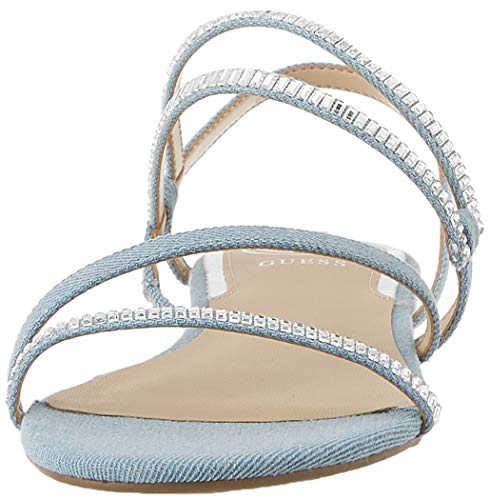 Guess RAVENA3/SANDALO (Sandal)/Fabri, Sandalias Planas Mujer, Azul Claro, 38 EU