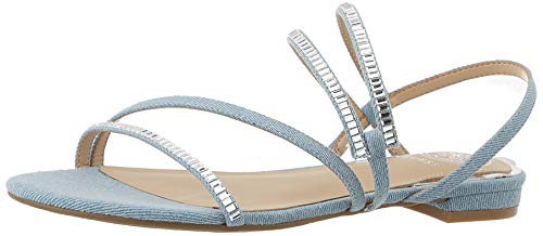 Guess RAVENA3/SANDALO (Sandal)/Fabri, Sandalias Planas Mujer, Azul Claro, 38 EU