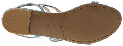 Guess RAVENA3/SANDALO (Sandal)/Fabri, Sandalias Planas Mujer, Azul Claro, 38 EU