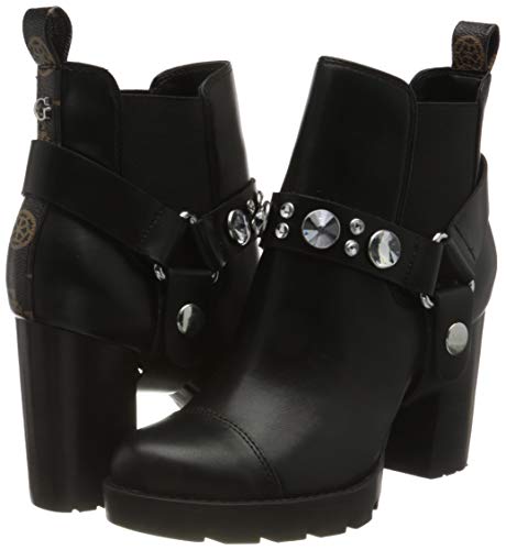 Guess Reza/Stivaletto (Bootie)/Leath, Botas Cortas al Tobillo Mujer, Negro, 35 EU