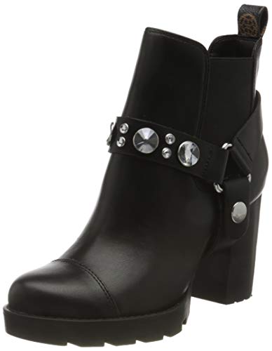 Guess Reza/Stivaletto (Bootie)/Leath, Botas Cortas al Tobillo Mujer, Negro, 35 EU
