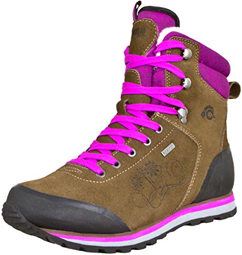 GUGGEN MOUNTAIN HPM59 Botas de Trekking y Senderismo para Mujer Forradas con Lana Real y Senderismo sintéticas montaña Invierno Piel de Oveja Botas de Cuero Genuino Impermeables Marrón púrpura EU 36