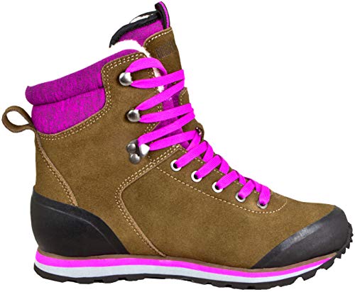 GUGGEN MOUNTAIN HPM59 Botas de Trekking y Senderismo para Mujer Forradas con Lana Real y Senderismo sintéticas montaña Invierno Piel de Oveja Botas de Cuero Genuino Impermeables Marrón púrpura EU 36