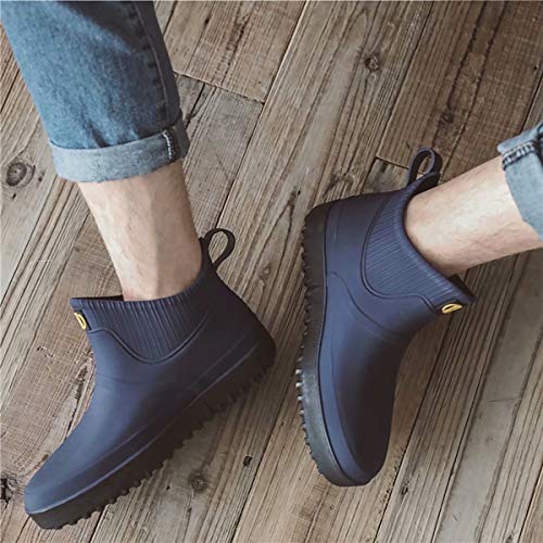 GURGER Bota de Agua Hombre Botas de Goma de Caucho Impermeable Cortas Bota de Lluvia Botines, Azul Marino Talla 44,275