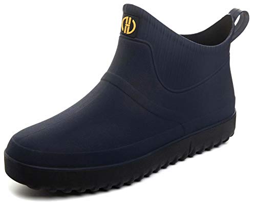 GURGER Bota de Agua Hombre Botas de Goma de Caucho Impermeable Cortas Bota de Lluvia Botines, Azul Marino Talla 44,275