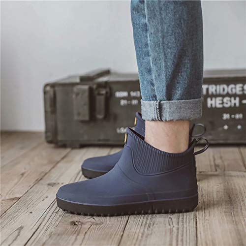 GURGER Bota de Agua Hombre Botas de Goma de Caucho Impermeable Cortas Bota de Lluvia Botines, Azul Marino Talla 44,275