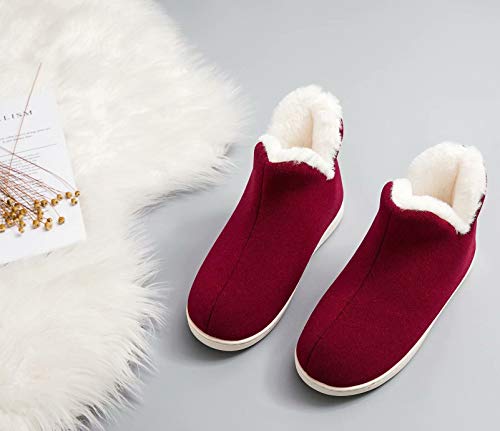 GURGER Botas de Estar por Casa Mujer Invierno Botas Pantuflas de Casa Altas Zapatillas de Casa Calentitas Botines,Rojo 38 39