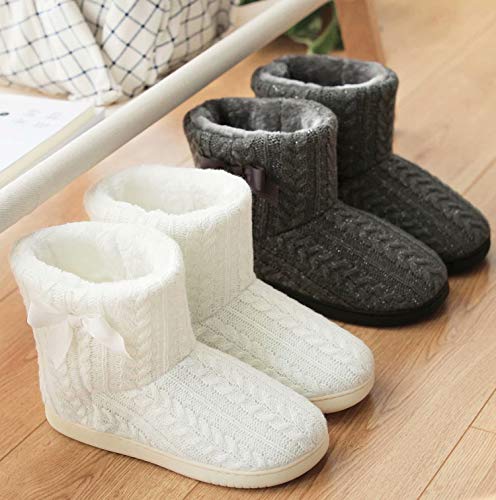 GURGER Botas de Estar por Casa Mujer Zapatillas Casa Altas Invierno Botas Pantuflas de Casa Calentitas Botines Gris 39 40