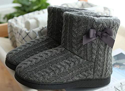 GURGER Botas de Estar por Casa Mujer Zapatillas Casa Altas Invierno Botas Pantuflas de Casa Calentitas Botines Gris 39 40