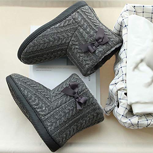 GURGER Botas de Estar por Casa Mujer Zapatillas Casa Altas Invierno Botas Pantuflas de Casa Calentitas Botines Gris 39 40