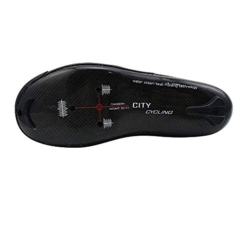 HAOLIN - Zapatillas de ciclismo termomoldeables con bloqueo automático de 3 K de carbono para bicicleta de carretera, color negro - 37,5