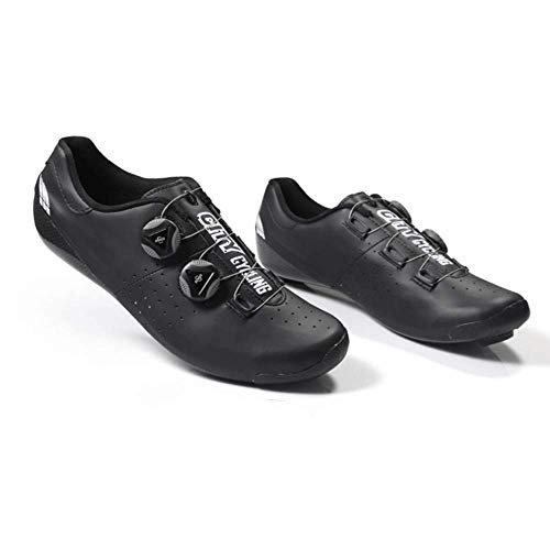 HAOLIN - Zapatillas de ciclismo termomoldeables con bloqueo automático de 3 K de carbono para bicicleta de carretera, color negro - 37,5