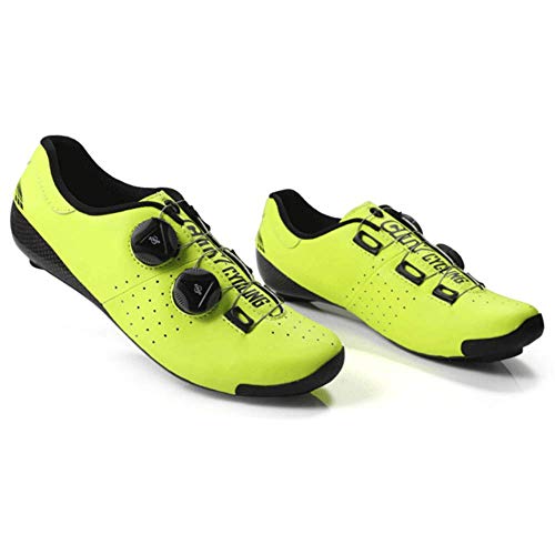 HAOLIN - Zapatillas de ciclismo termomoldeables con bloqueo automático de 3 K de carbono para bicicleta de carretera, color verde
